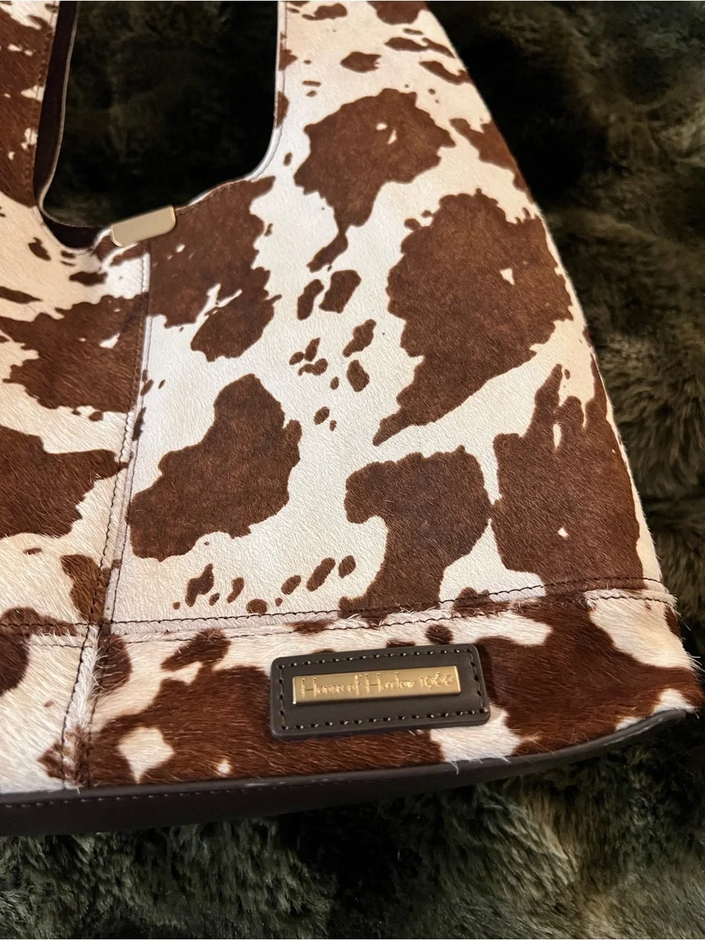 House of Harlow 1960 Cow Print Hobo Shoulder Bag